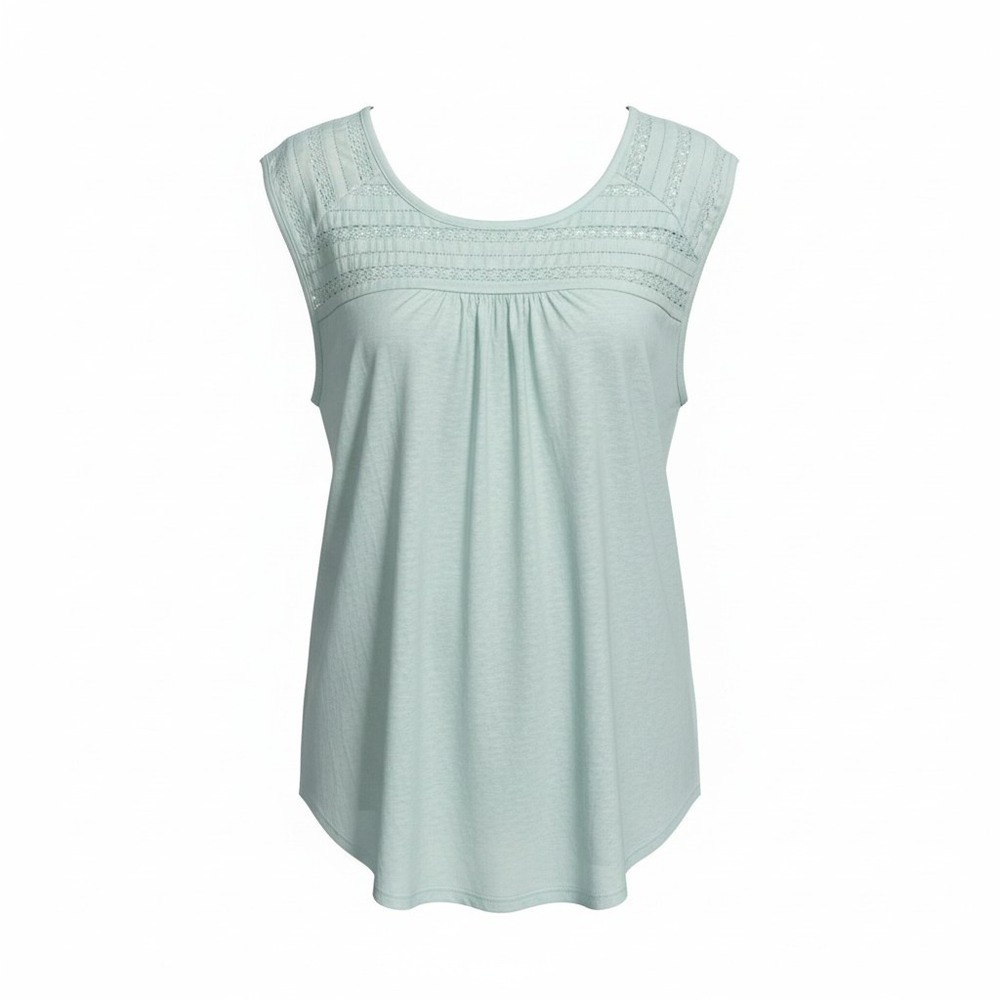 LC Lauren Conrad Mint Green Crochet Lace Yoke Sleeveless Top Womens Large L